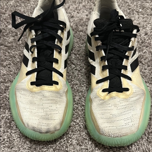 Adidas BOOST Women’s White/Black w/Green Soles Sneakers Lifting Exercise Sz 8.5 - Picture 5 of 11